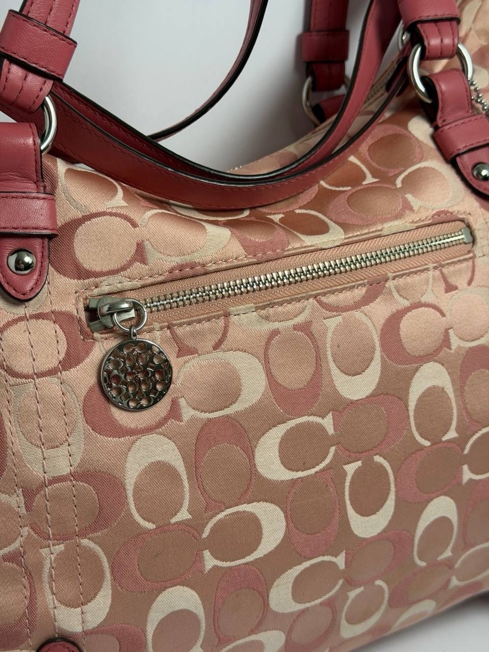 Coach Pink Alexandra Signature Monogram Shoulder Bag - Picture 8 of 12